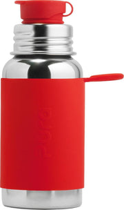 Pura Sport Drinkfles met Sleeve - 550 ml - Zilver/Rood