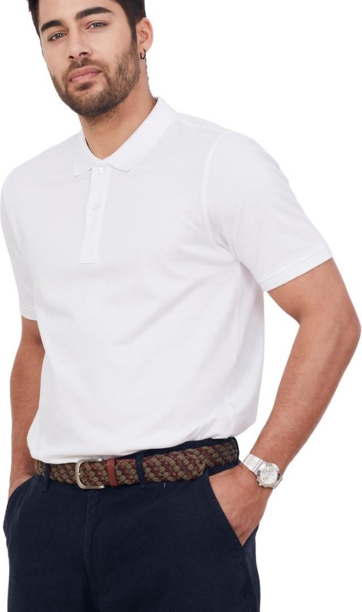 Polo Shirt Heren van 100% Katoen - Premium T Shirt Heren met Polokraag - Poloshirts heren met Korte Mouw - Poloshirts met Effen Witte effen kleur - Regular Fit Golf Polo / T shirts maat M