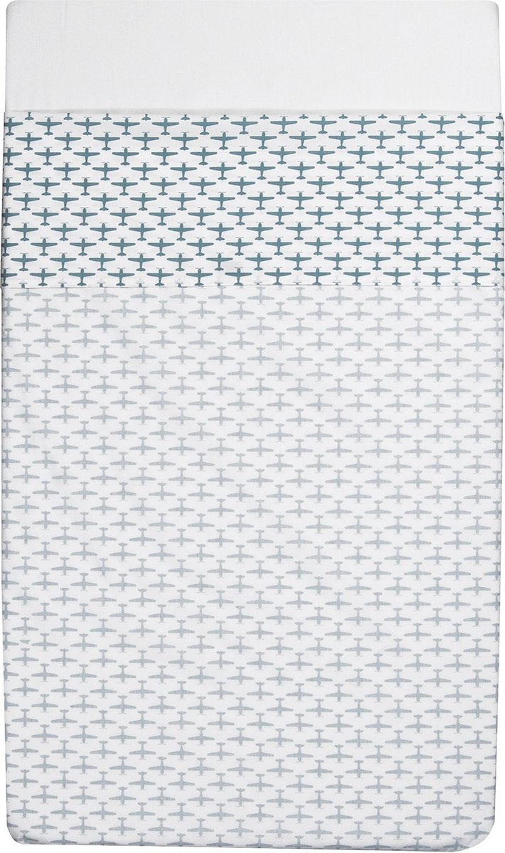 Taftan - Wieglaken - Vliegtuigjes - 100 x 80 cm - grijs blauw / wit