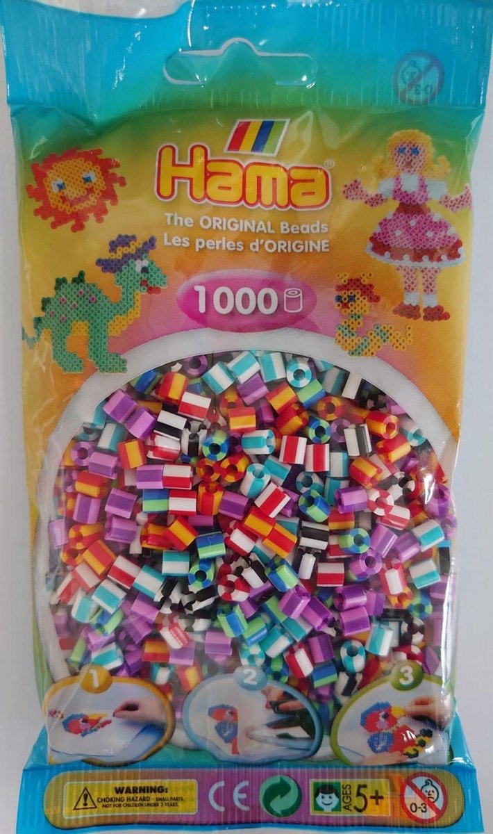 Strijkkralen HAMA 1000 stuks 2-kleurig gestreept multicolor
