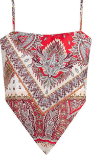 Printed scarf top red