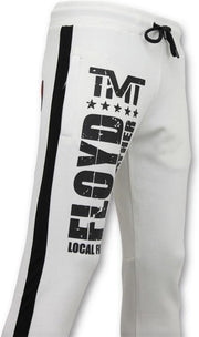 Local Fanatic Exclusieve Joggingbroek Heren - Floyd Mayweather Sweatpants - Wit - Maten: L