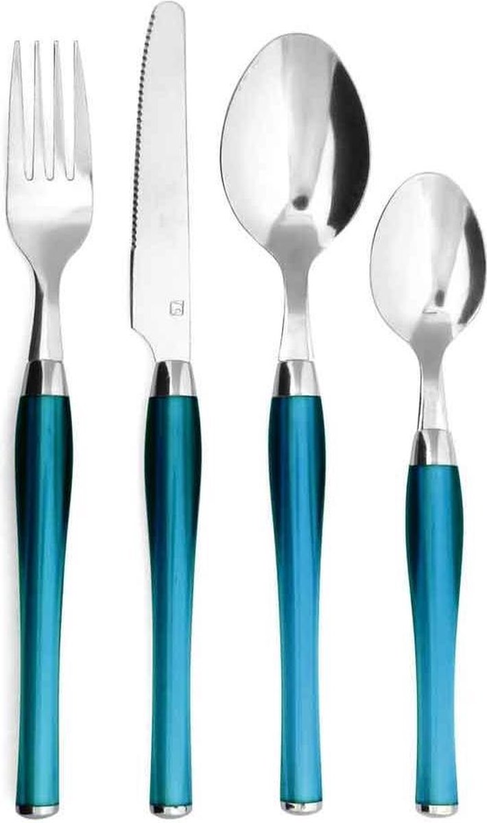 Purity - Blauw - Bestekset - 24 Delig - Met Mand - RVS