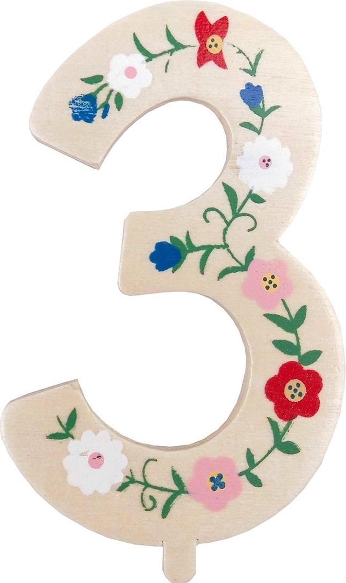 Tib Feestdecoratie "3" Hout 10 Cm Bruin