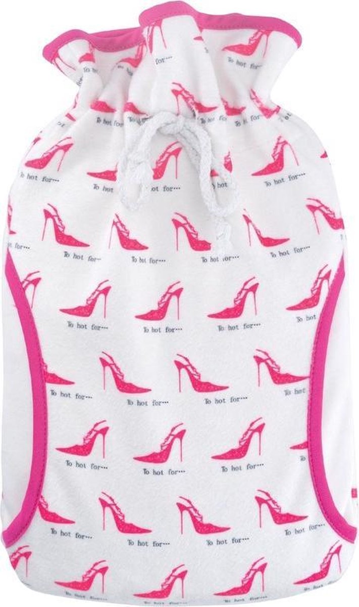 Kruik wit met roze hoge hakken print met inhoud van 2 liter - Warmwaterkruiken van duurzaam/gerecycled kunststof