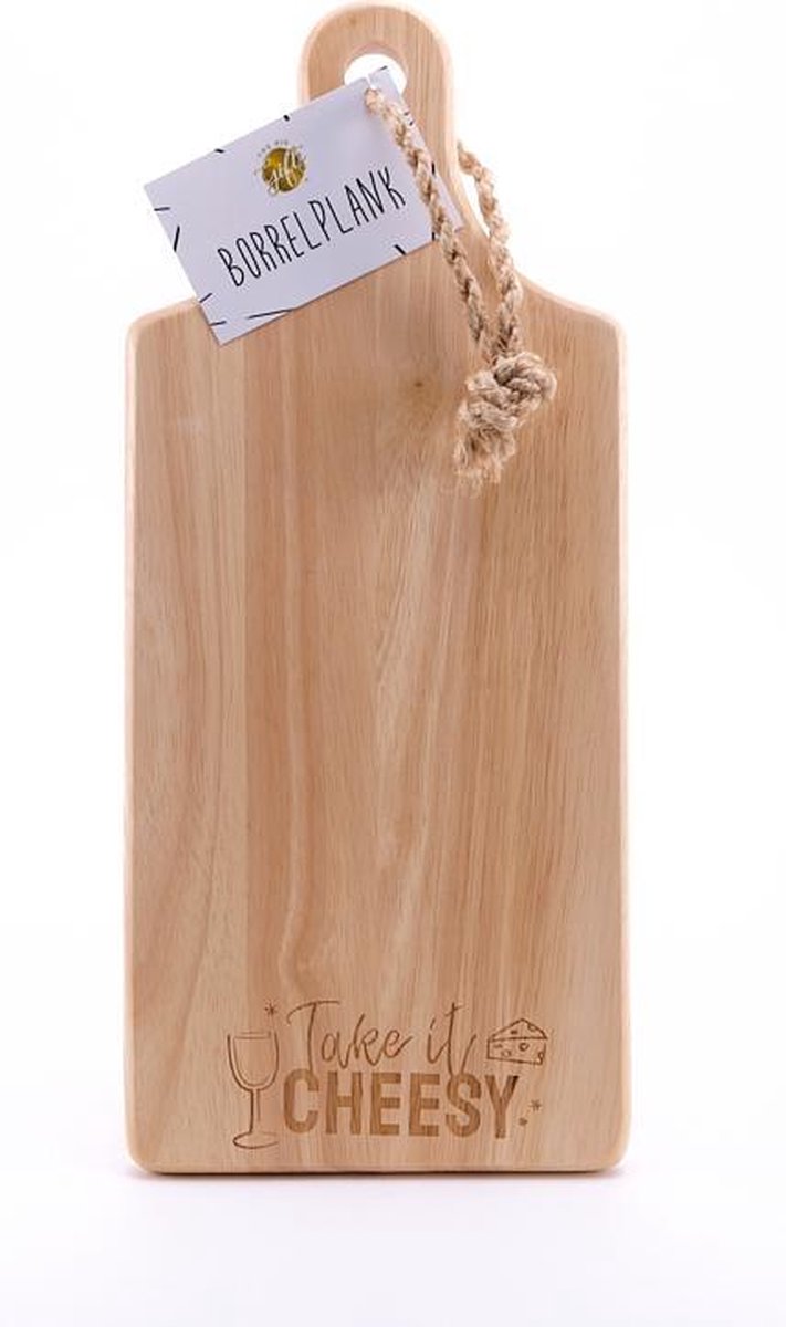 Borrelplank take it cheesy -Cadeau voor vrouw - Vrouwen cadeautjes - Cadeau voor man - Mannen cadeautjes - Verjaardag - Giftset - Borrelpakket - Borrelplank hout - Eten - Vader - Moeder  Opa - Oma - Geschenkset mannen -Geschenkset vrouwen