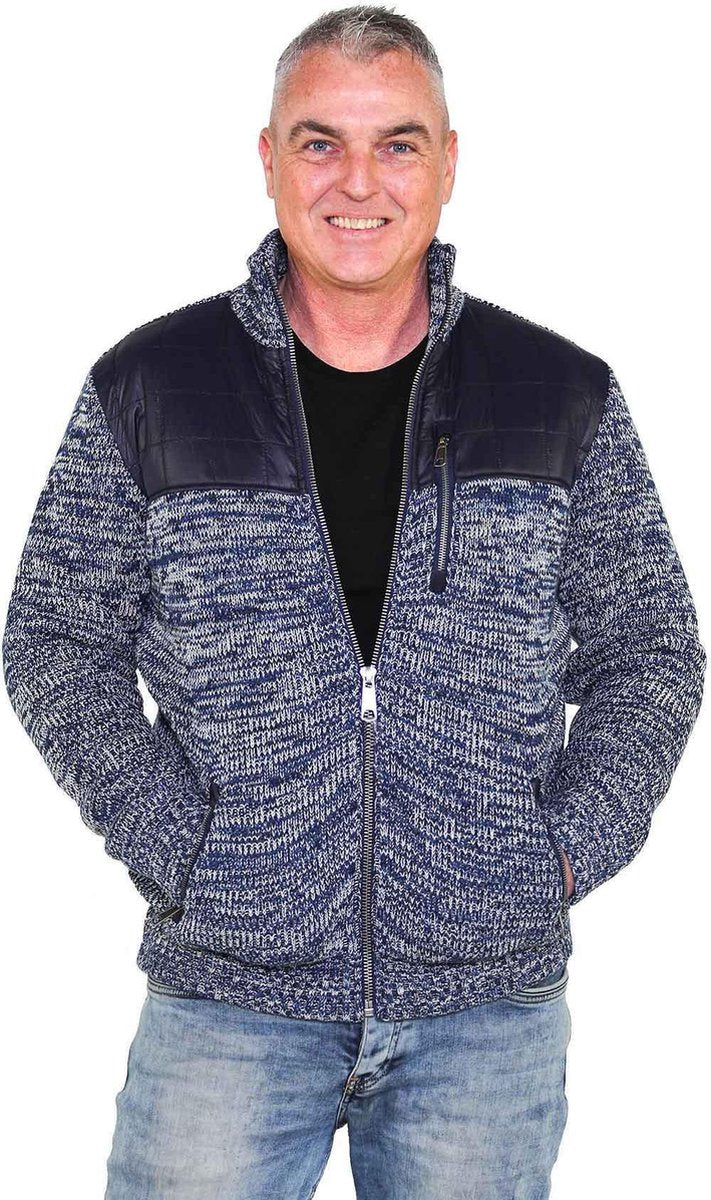 BJØRNSON Gebreid Vest Acryl Heren Donkerblauw melange - Maat 5XL - NOUD