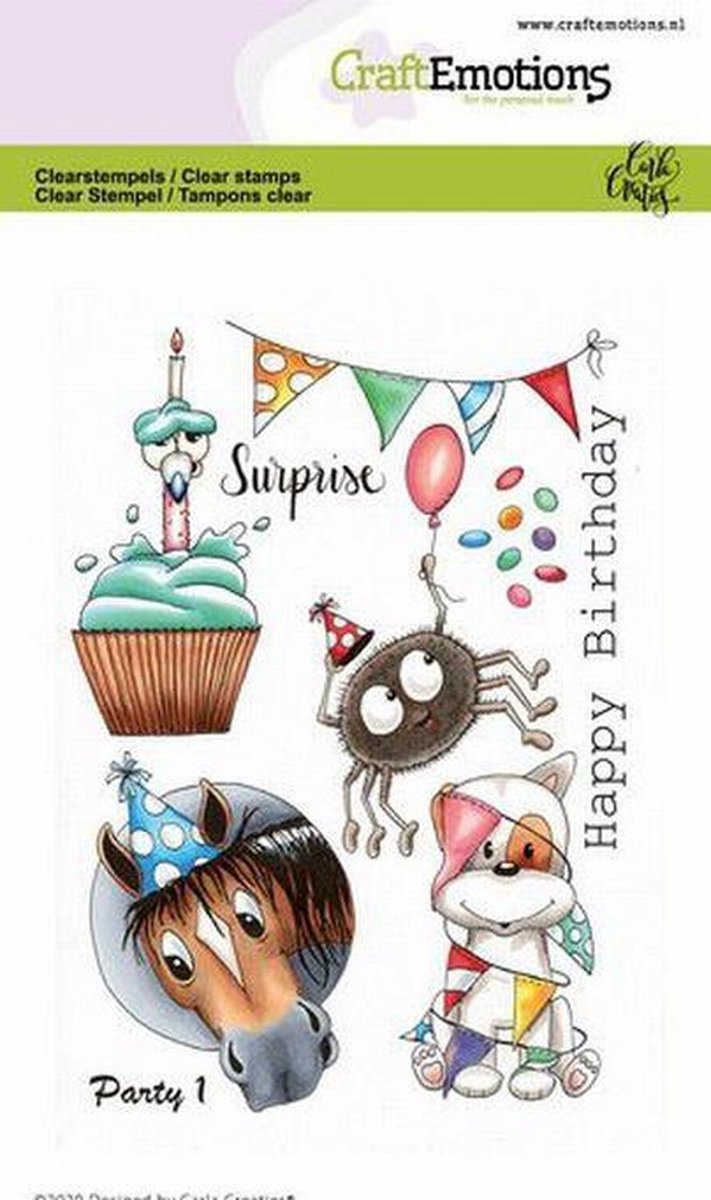 CraftEmotions clearstamps A6 - Party 1 Carla Creaties