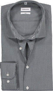 Seidensticker Slim Fit overhemd - donkerblauw geruit - boordmaat 40