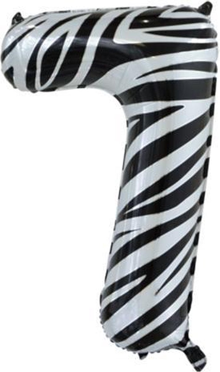 Folie ballon cijfer 7 met zebra print 86 cm