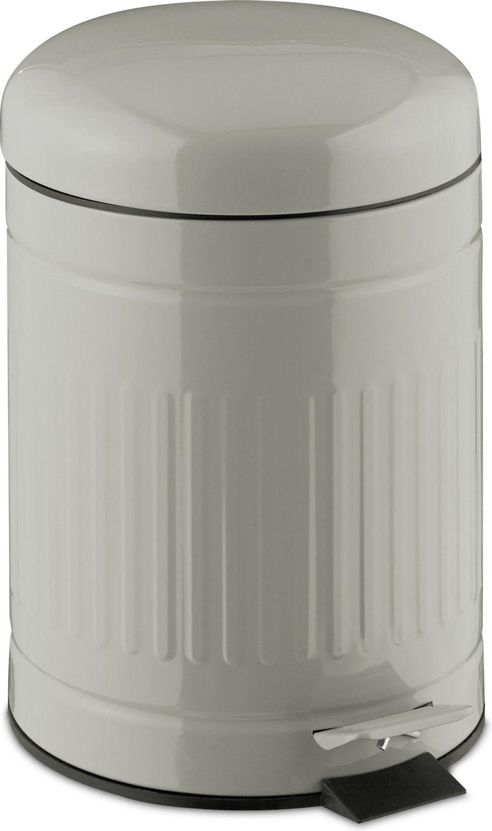 relaxdays pedaalemmer 5 liter - softclose - kleine prullenbak - vuilnisbak keuken - rond Lichtgrijs