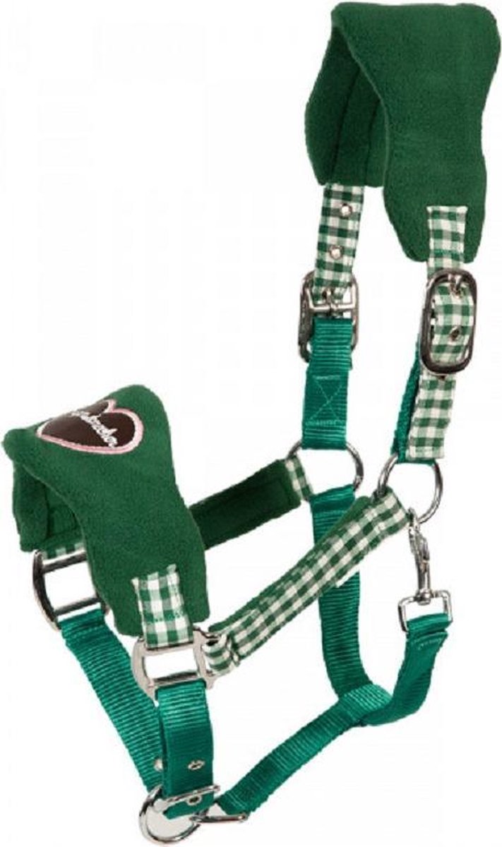Geruit halster - Maat pony - Kleur groen