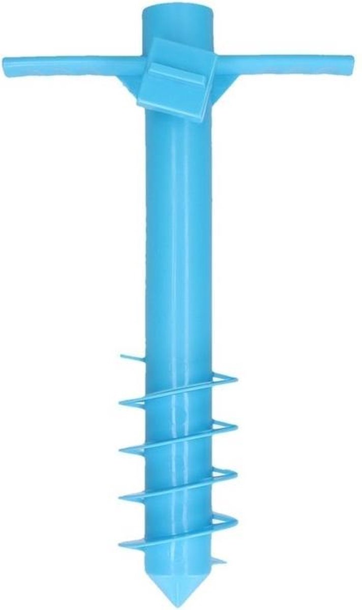 Blauwe parasolhouder/ parasolharing strand 40 cm