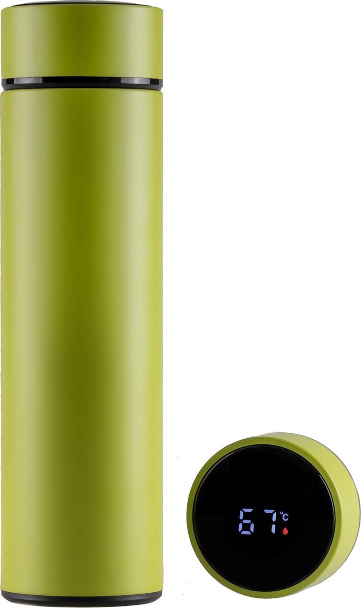 Sareva Thermosfles Met Temperatuurdisplay Groen 0.5 Liter