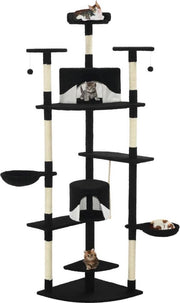 Kattenkrabpaal (incl kattenspeelstok) 203cm zwart - Krabpaal katten - Katten Krabpaal