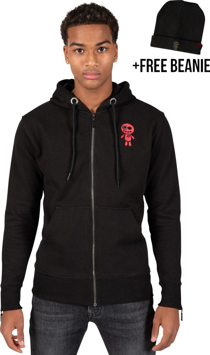WRONG FRIENDS - VOODOO ZIPPED HOODIE - RED/BLACK - S