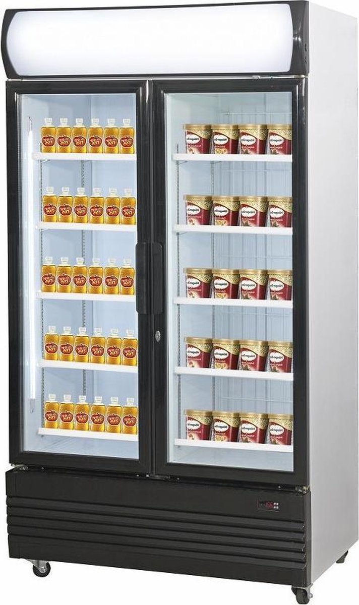 Professionele Koel/Vrieskast | 932L | 2 Deuren | zwart/wit/glas | Combisteel | 7455.2150 | Horeca