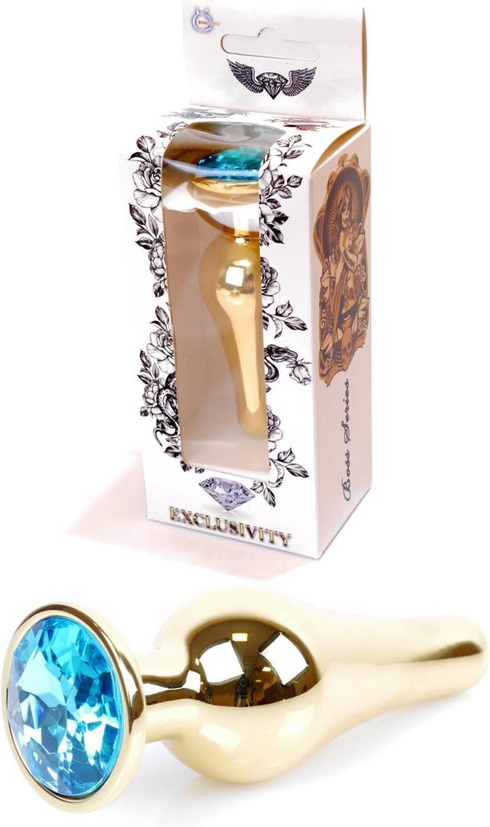 Butt plug - Anaal plug- Jawellery Gold BUTT PLUG- Light Blue