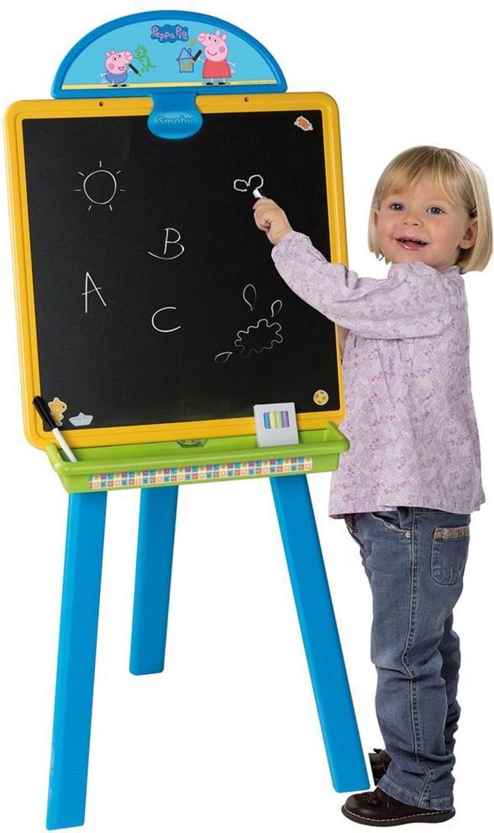 Peppa Pig 3in1 krijtbord op ezel + magneetbord en whiteboard + accessoires