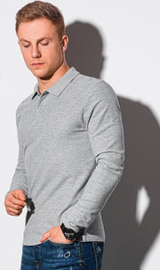 Heren - Poloshirt - Effen - Grijs Melange - L132-4