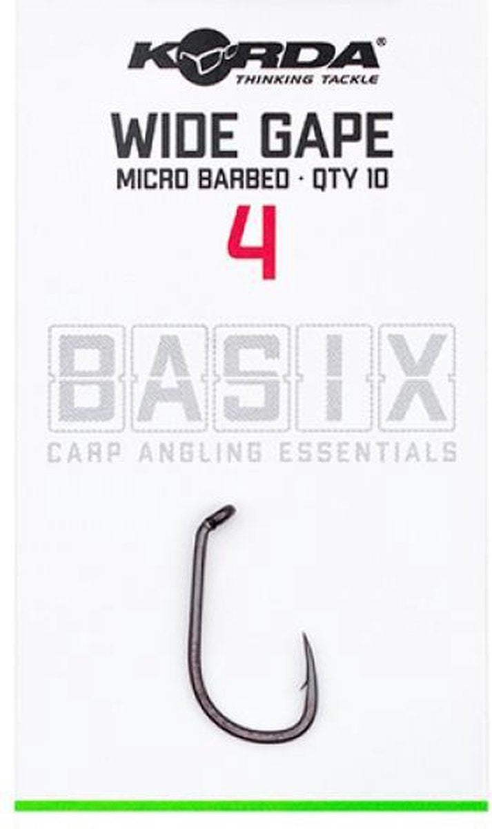 Korda Basix Wide Gape - Haak - Maat 4 - Grijs