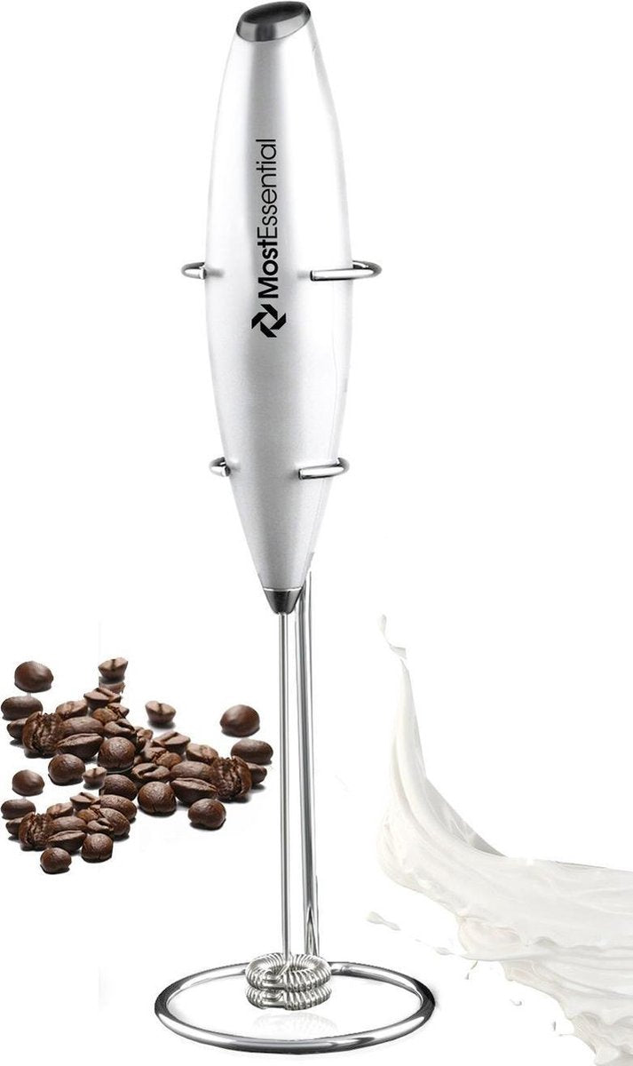 MostEssential Melkopschuimer Electrisch - Melkopschuimer met RVS Houder - Zilver - 19.000 RPM