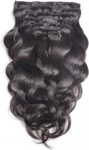 Clip In Hairextensions zwart 55/60cm golvend 160gram 100%human hair extensions