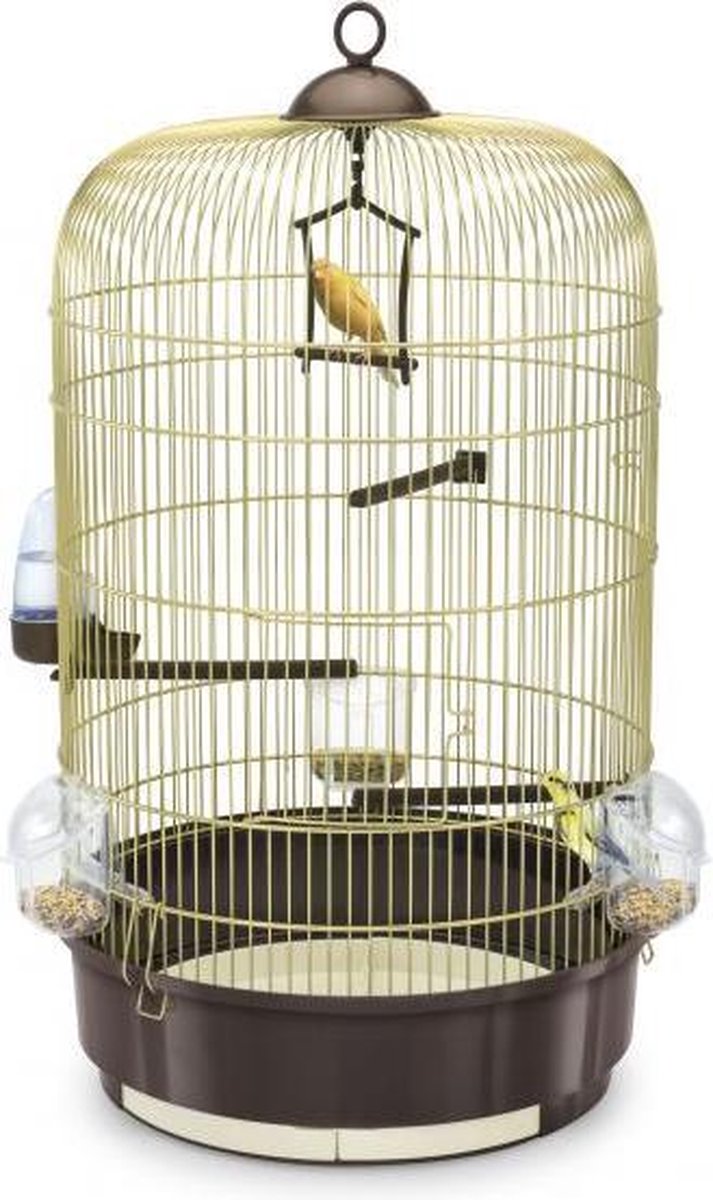 Imac vogelkooi luna bruin / messing (40X40X65