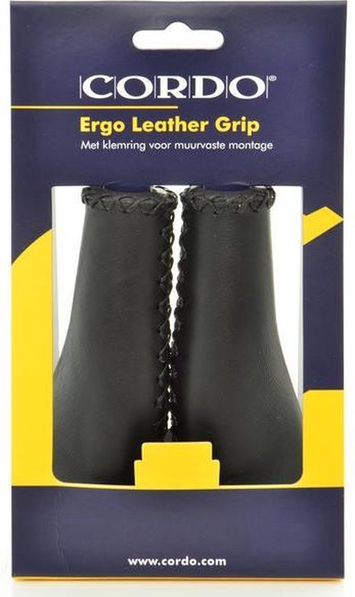 Handvat cordo ergo leather grip zwart - ZWART