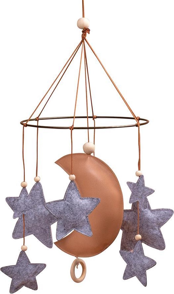 Filibabba - Ster Muziek mobiel - Moon light music mobile - Grey Melange - One size