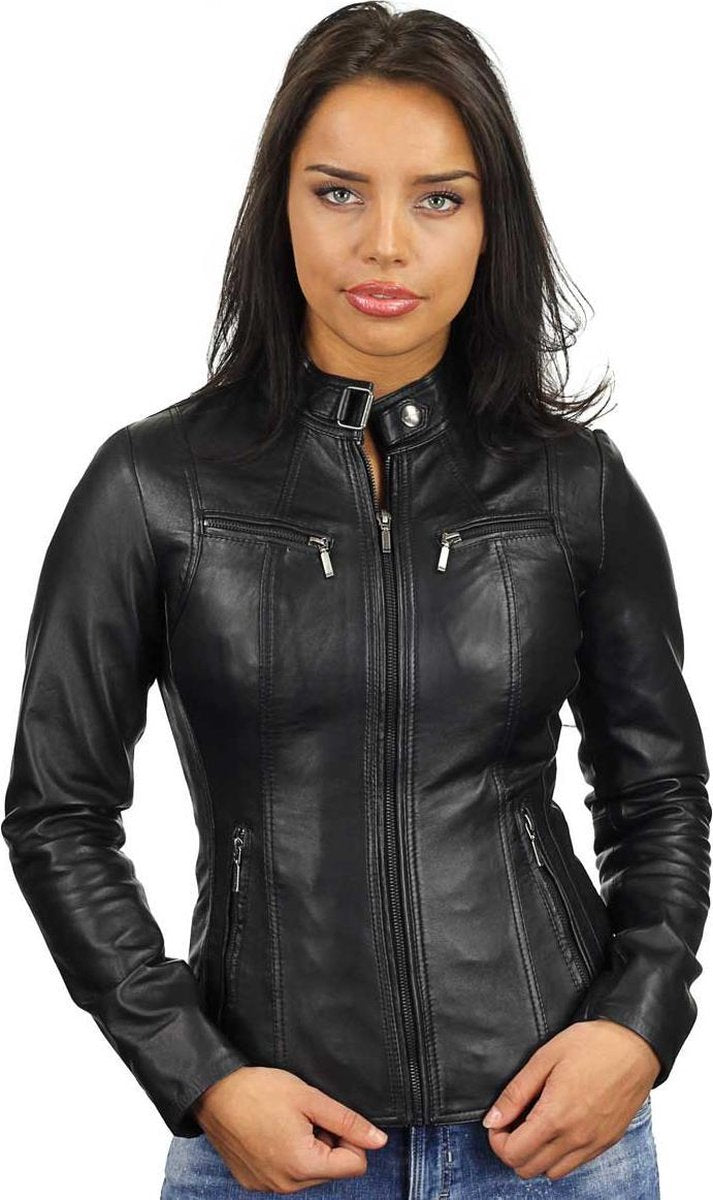 Versano Tulsa Leren Dames Bikerjack Dames Jas M - Zwart