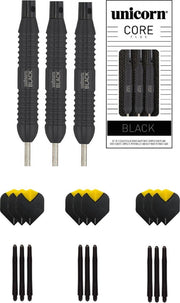 Unicorn Core Black Brass 24 gram dartpijlen met extra 9 extra - dartshaft - en 9 extra - dartflights