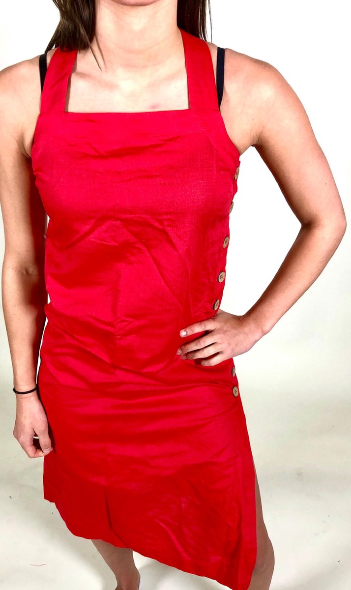 Seafolly Beach Edit - Dames Slip Strandjurk Maxi Playsuit - Rood Geknoopt Jurk - Maat S
