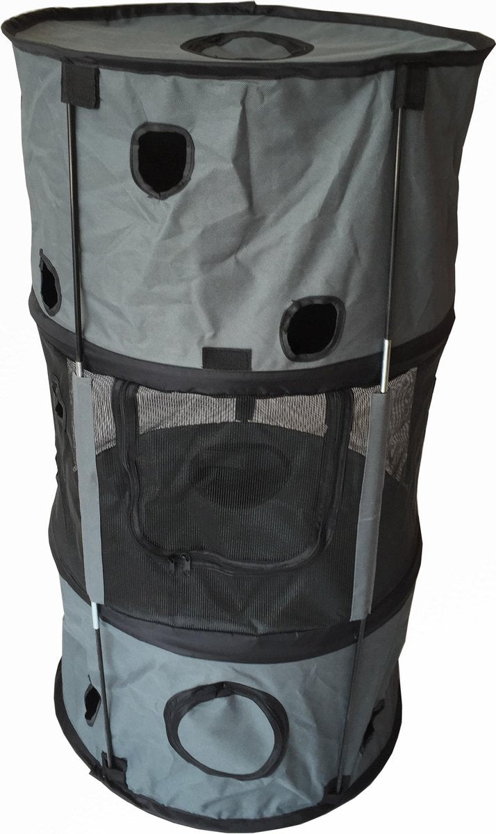 Topmast Katten Speeltunnel | Kattentunnel | Kattenleeftunnel Nylon 55 *  55 * 100 cm Antraciet