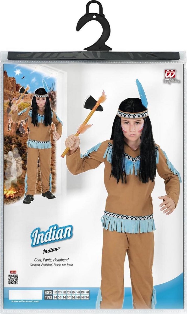 Indiaan Kostuum | Muwakake Inidaanse | Jongen | Maat 158 | Carnaval kostuum | Verkleedkleding