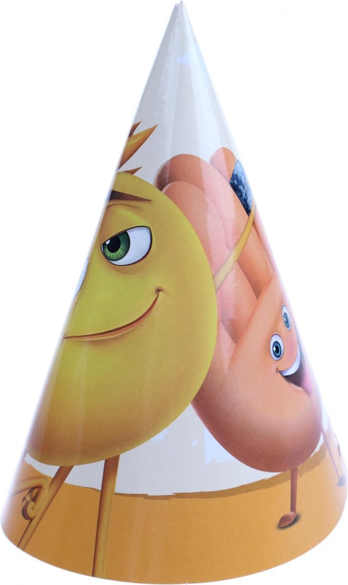 Emoji Feesthoedjes Geel 6 Stuks
