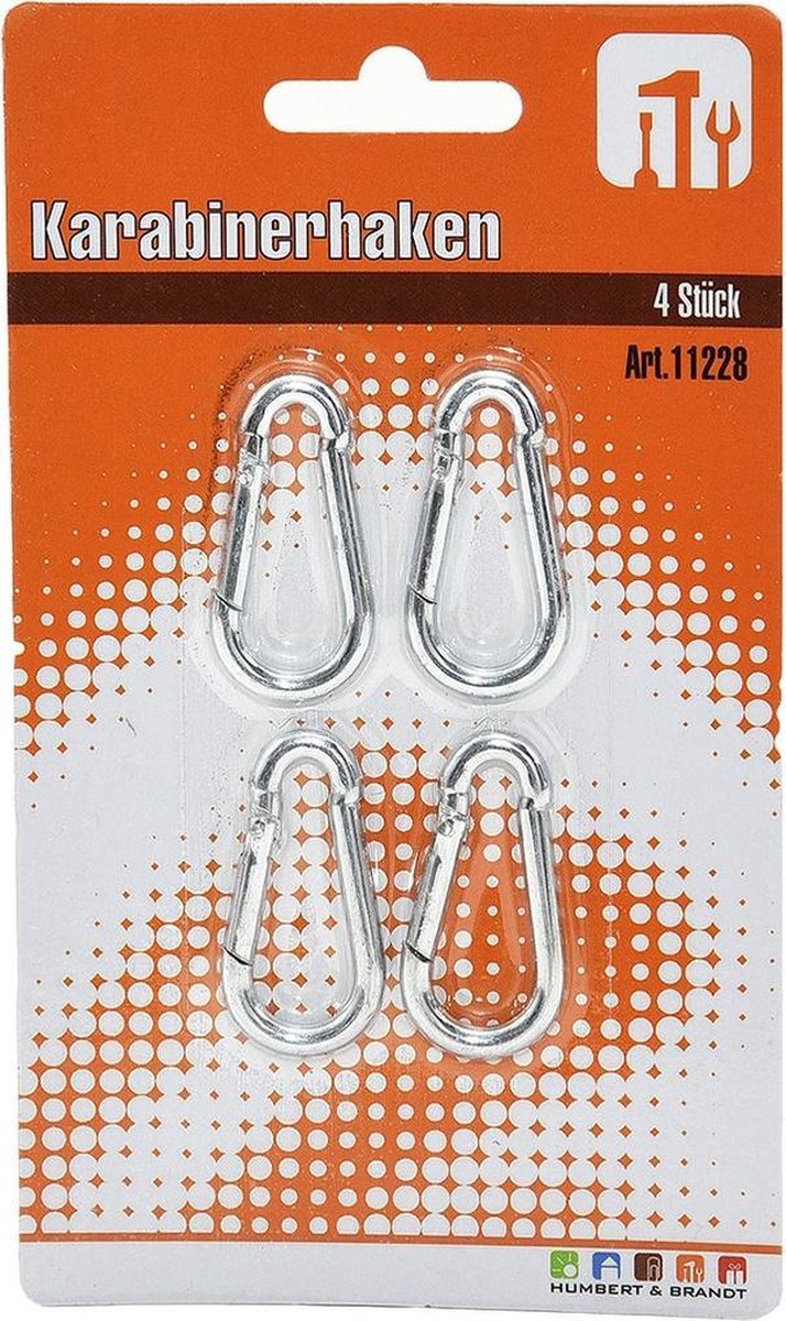 4x stuks karabijnhaak / karabijnhaken 4 cm - snaphooks/ carabiners