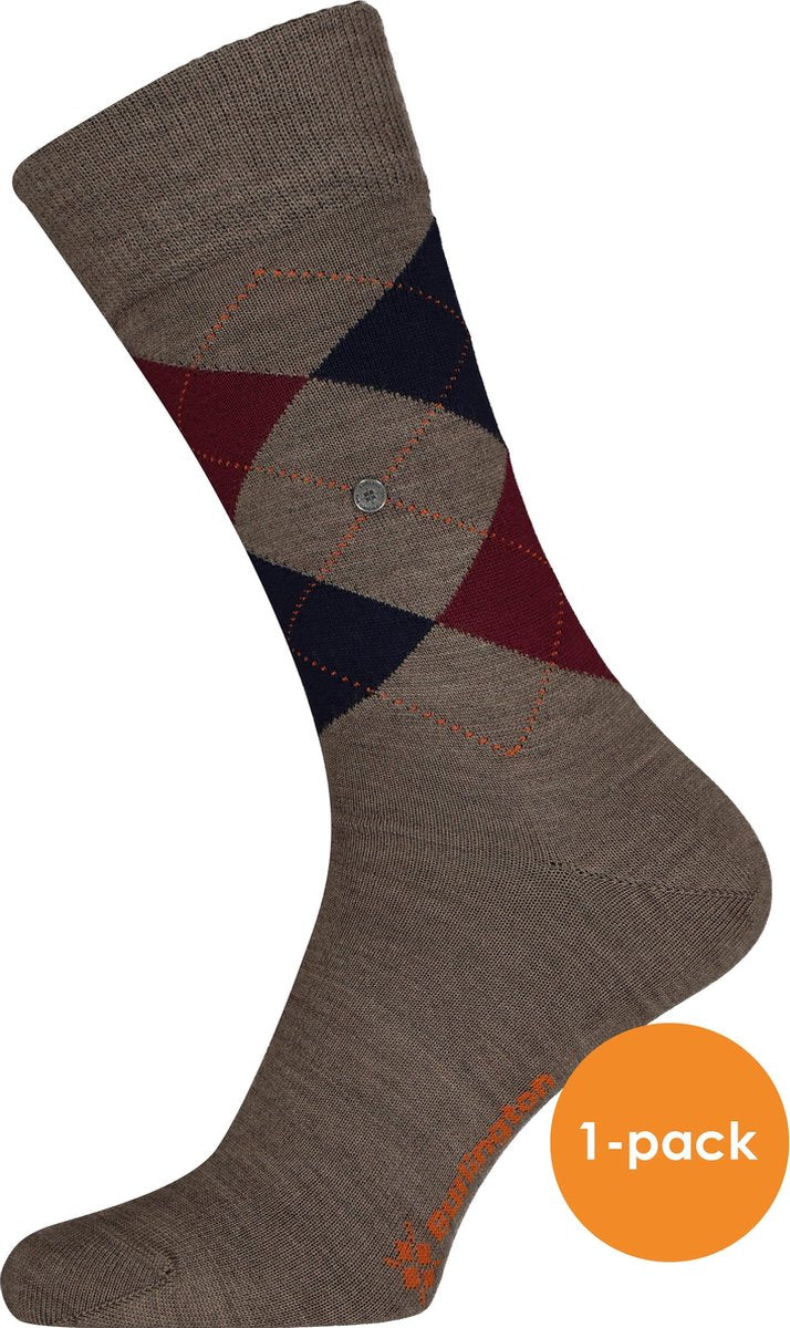 Burlington Edinburgh Herensokken - Bruin - Maat 40/46