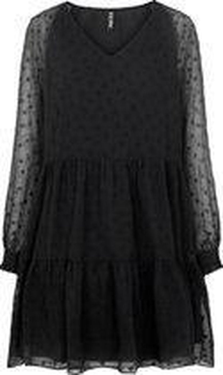 Pieces Dames 17113278 NUTSI LS DRESS D2D Zwart Jurk - Maat XS