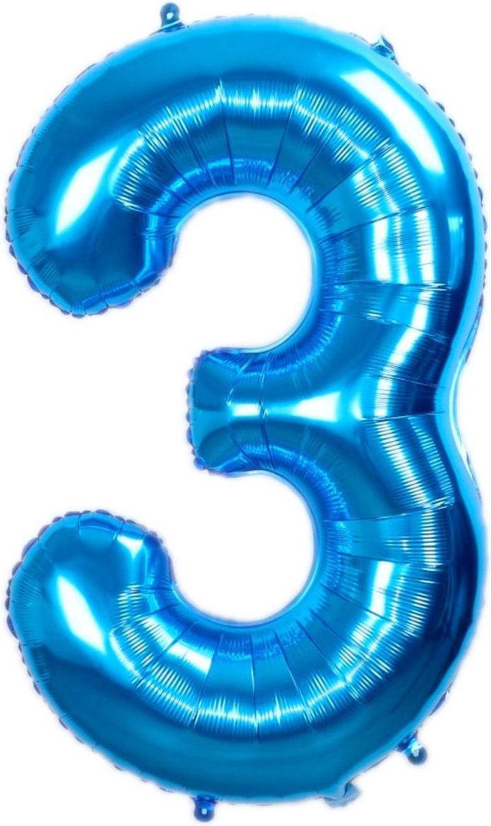 Folie Ballon Blauw Cijfer 3 Jaar Folie Ballonnen Verjaardag Met Rietje