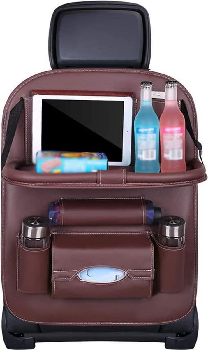 Luxe Auto Organizer met Tablet Houder Autostoel Organiser Achterbank Eettafel Ipad houder voor Kinderen – Coffee