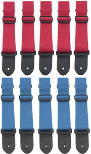 10-pack rode & blauwe gitaarriemen van 5 cm breed