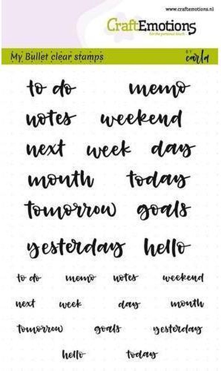 CraftEmotions stempel A6 - Bullet Journal - tekst agenda 5-10 Millimeter Engels
