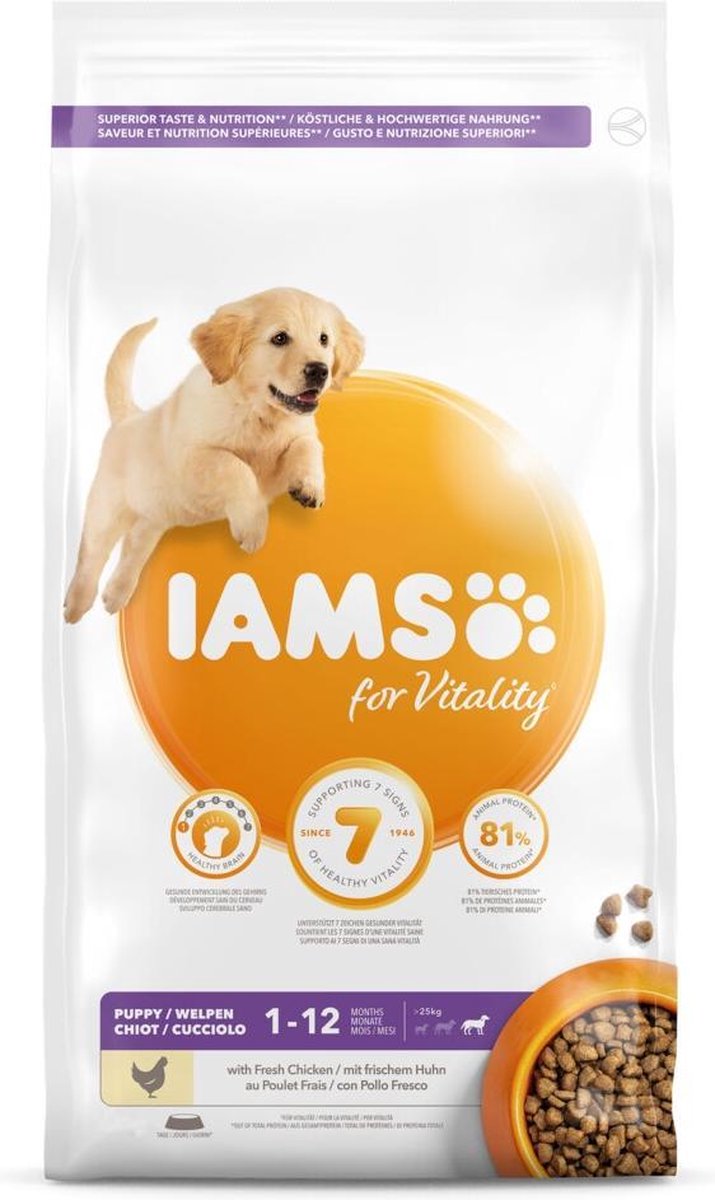 3x Iams Dog Puppy - Junior Large Kip 3 kg