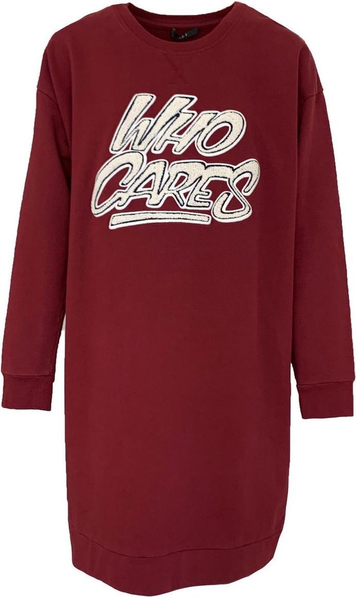 SET • bordeaux rode sweater jurk Who Cares • maat 42