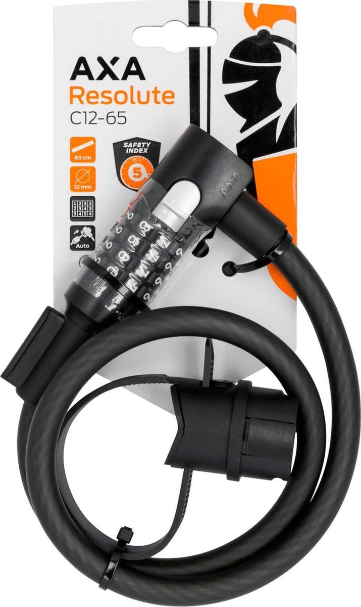 AXA Resolute 12 Kabelslot Code - 65 cm - Zwart