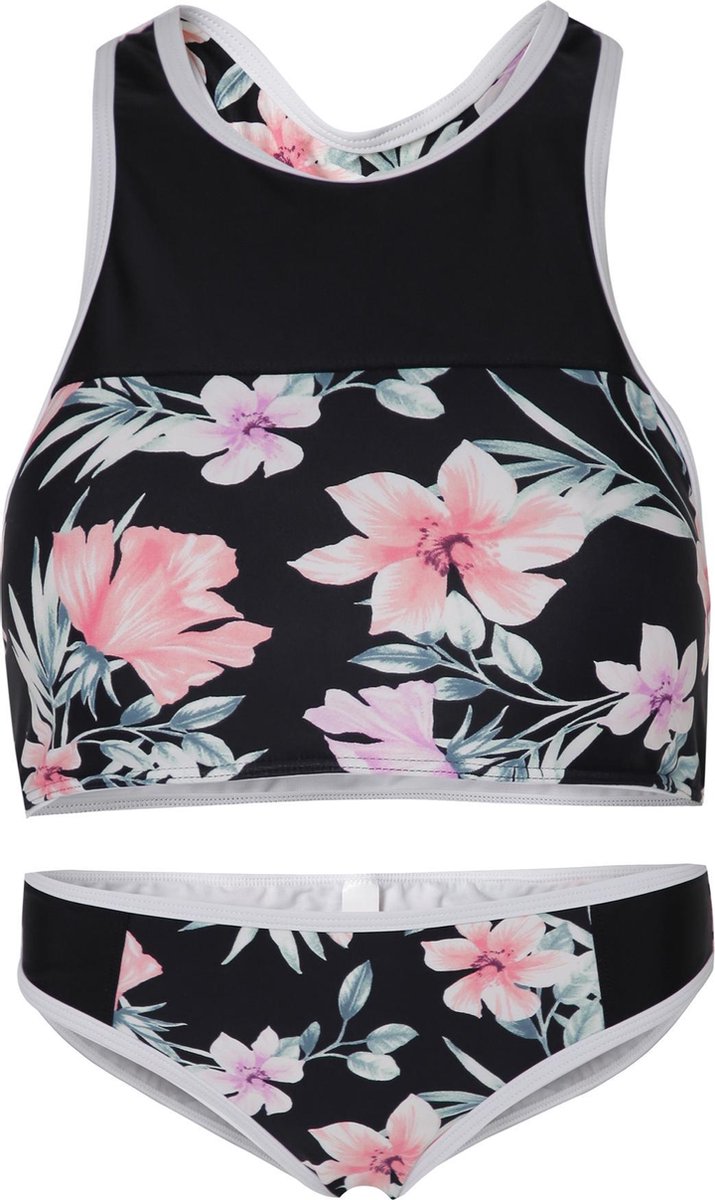 Jongedames bikini sport Retro- Pink flowers - S
