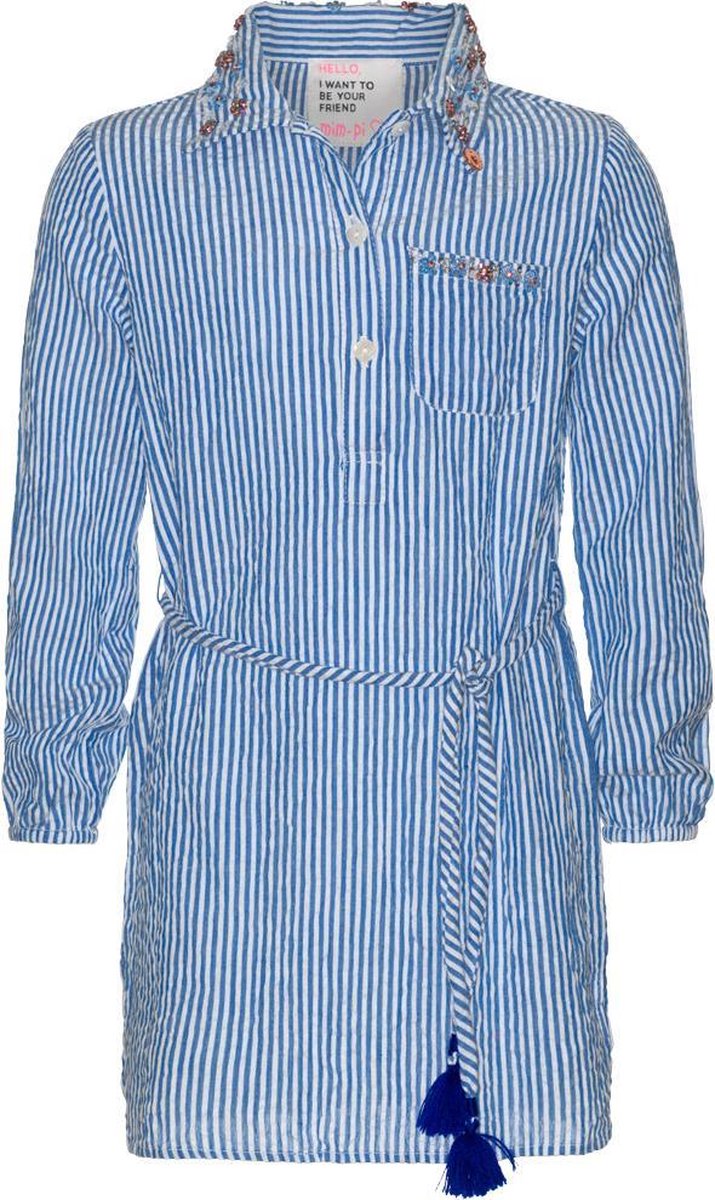 Mim-pi Meisjes Jurk - Blauw - Maat 146