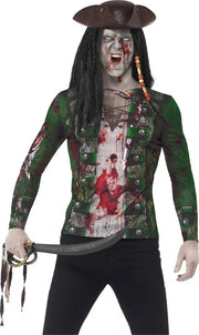 Zombie Pirate T-Shirt Green with Sublimation Print