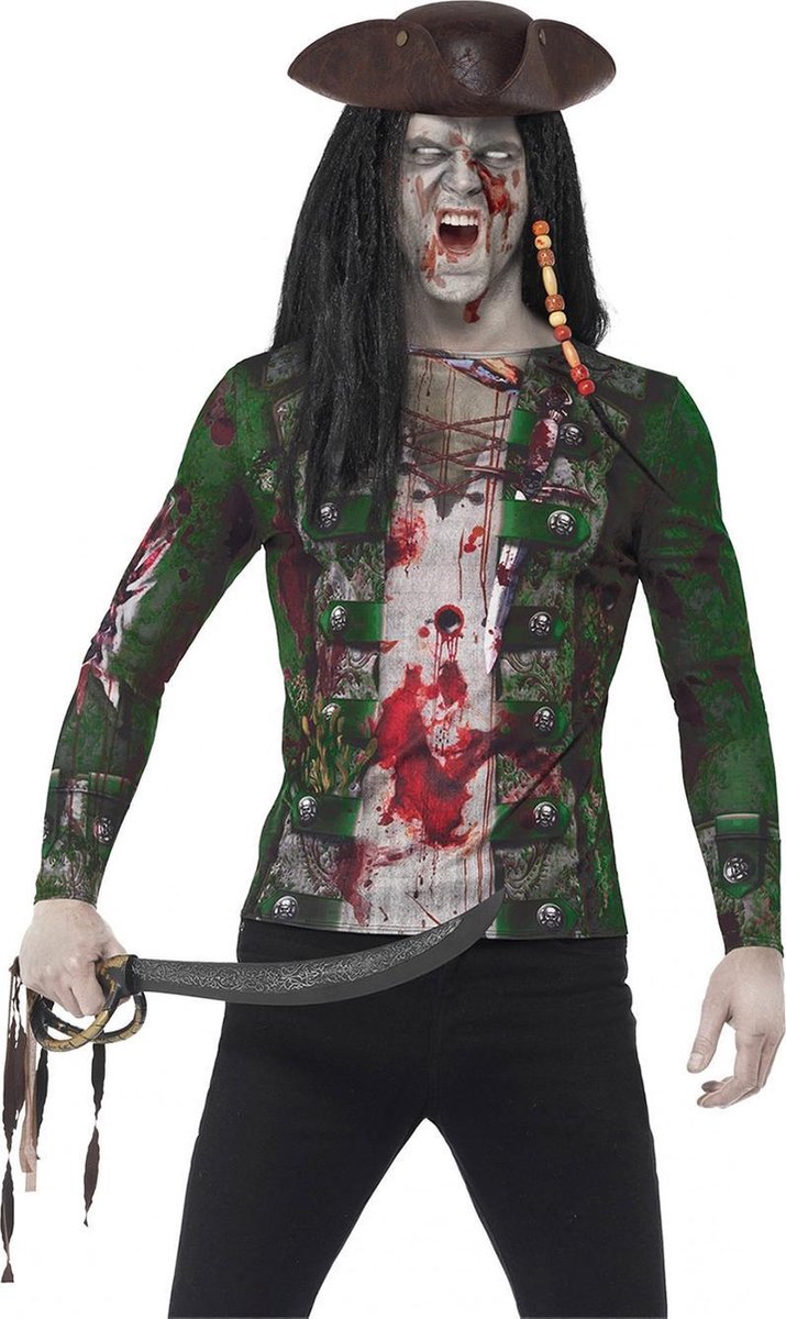 Zombie Pirate T-Shirt Green with Sublimation Print
